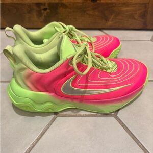 Nike Youth Neon Pink and Lime Green basketball shoes